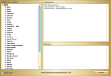 Load image into Gallery viewer, Automotive diagnostics software interface for EGR removal, including car model selection and log window.