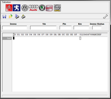 Load image into Gallery viewer, ECU IMMO ODO software tools interface displaying vehicle manufacturer logos and data fields for immobilizer, VIN, PIN, mileage, and status.