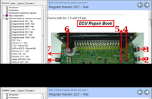 Load image into Gallery viewer, Automotive PRO GIGA Package software and database screenshot showing ECU repair book for Magneti Marelli 1G7 - Fiat.