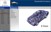 Load image into Gallery viewer, Mercedes Benz E-Class disassembly procedures diagram showing components and models.