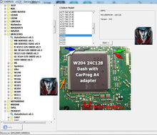 Load image into Gallery viewer, CARPROG 13.77 software interface displaying W204 24C128 model with CarProg A4 adapter.