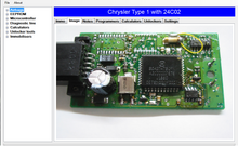 Load image into Gallery viewer, Airbag reset software interface displaying Chrysler Type 1 with 24C02 module.