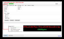 Load image into Gallery viewer, Mitsubishi Pass Thru J2534 Decoder interface by OBDbytes, showcasing diagnostic software options and adapters.
