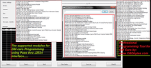 Load image into Gallery viewer, OPEL TIS+GM programming interface screenshot showing supported module lists for GM cars using Pass Thru J2534.
